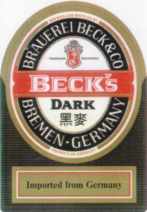 BECK'S DARK Logo (DPMA, 15.04.1995)