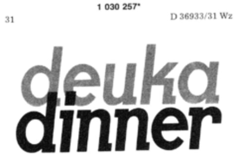 deuka dinner Logo (DPMA, 30.12.1981)