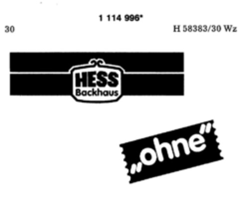 HESS Backhaus "ohne" Logo (DPMA, 09/26/1987)