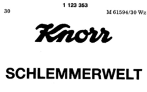 Knorr SCHLEMMERWELT Logo (DPMA, 10/14/1987)