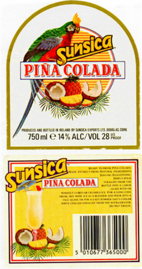 sunsica PINA COLADA Logo (DPMA, 04/25/1986)