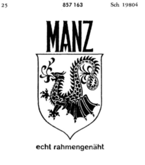 MANZ echt rahmengenäht Logo (DPMA, 03.05.1967)