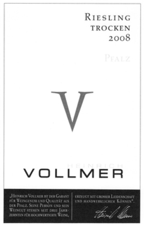 V HEINRICH VOLLMER Logo (DPMA, 01/23/2009)