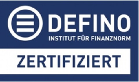 DEFINO INSTITUT FÜR FINANZNORM ZERTIFIZIERT Logo (DPMA, 10/18/2019)