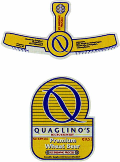 Q QUAGLINO'S MICROBREWERY Premium Wheat Beer Logo (DPMA, 13.05.1995)