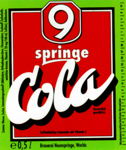 springe Cola Logo (DPMA, 10.11.1995)