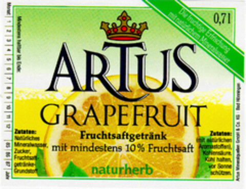 ARTUS GRAPEFRUIT Logo (DPMA, 06.02.1986)