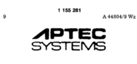 APTEC SYSTEMS Logo (DPMA, 06/29/1988)