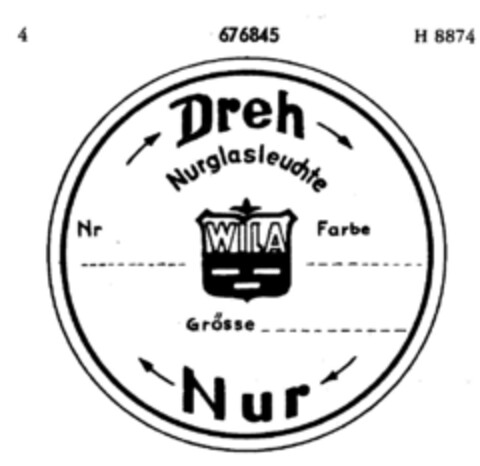 WILA Dreh Nurglasleuchte Nur Logo (DPMA, 27.09.1954)