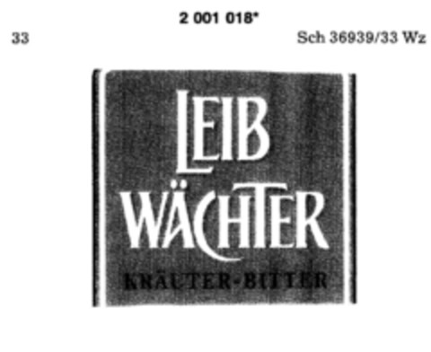 LEIB WÄCHTER KRÄUTER-BITTER Logo (DPMA, 02/05/1991)