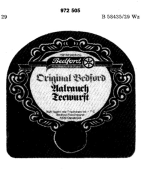 Bedford Aalrauch Teewurst Logo (DPMA, 04.06.1977)