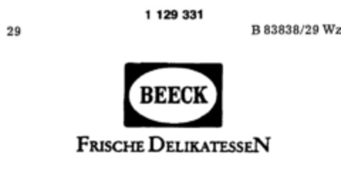 BEECK FRISCHE DELIKATESSEN Logo (DPMA, 11.02.1988)