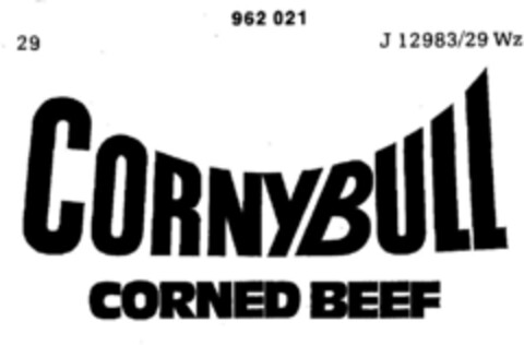 CORNYBULL CORNED BEEF Logo (DPMA, 11/25/1976)