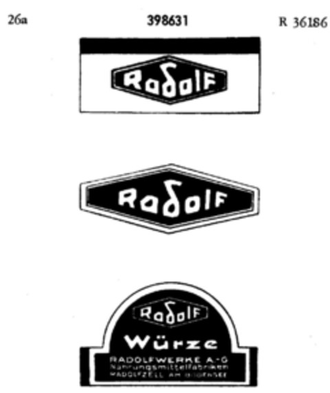 RadolF Würze Radolfwerke A.-G. Logo (DPMA, 26.03.1928)