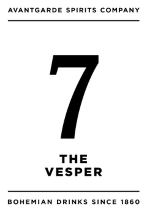 AVANTGARDE SPIRITS COMPANY 7 THE VESPER BOHEMIAN DRINKS SINCE 1860 Logo (DPMA, 18.06.2015)