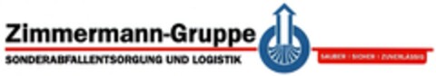 Zimmermann-Gruppe SONDERABFALLENTSORGUNG UND LOGISTIK SAUBER | SICHER | ZUVERLÄSSIG Logo (DPMA, 09.10.2013)