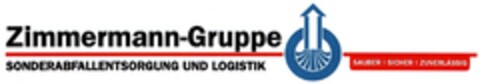 Zimmermann-Gruppe SONDERABFALLENTSORGUNG UND LOGISTIK SAUBER | SICHER | ZUVERLÄSSIG Logo (DPMA, 10/09/2013)