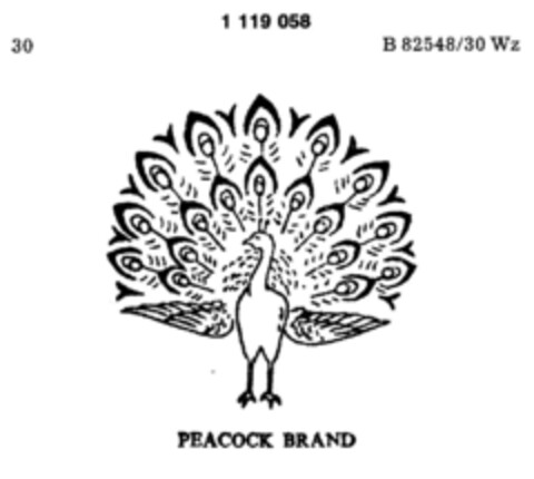 PEACOCK BRAND Logo (DPMA, 26.08.1987)