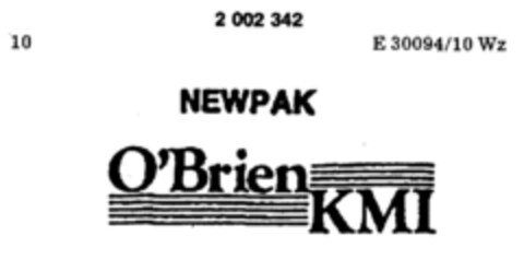 NEWPAK O`Brien KMI Logo (DPMA, 10/26/1990)