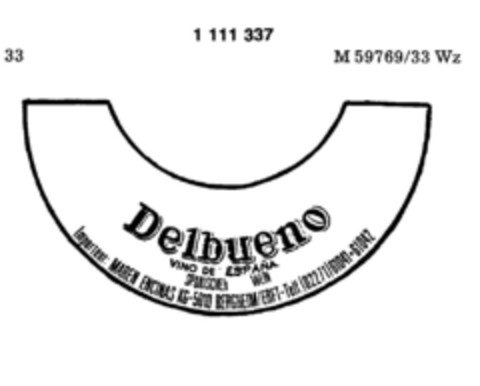 Delbueno VINO DE ESPANA SPANISCHER WEIN Logo (DPMA, 06.12.1986)