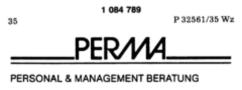 PERMA PERSONAL & MANAGEMENT BERATUNG Logo (DPMA, 03/27/1985)
