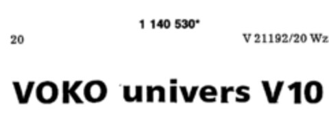 VOKO univers V10 Logo (DPMA, 09.02.1989)