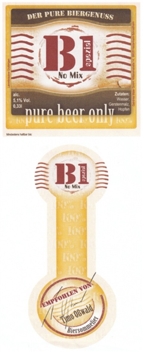 DER PURE BIERGENUSS B1 spezial No Mix Logo (DPMA, 02/02/2009)