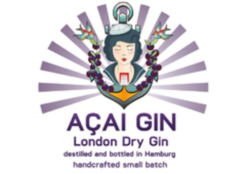 AÇAI GIN London Dry Gin destilled ans bottled in Hamburg handcrafted small batch Logo (DPMA, 05.12.2016)