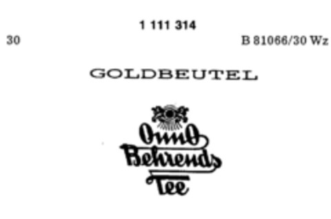 GOLDBEUTEL OnnO Behrends Tee Logo (DPMA, 13.02.1987)