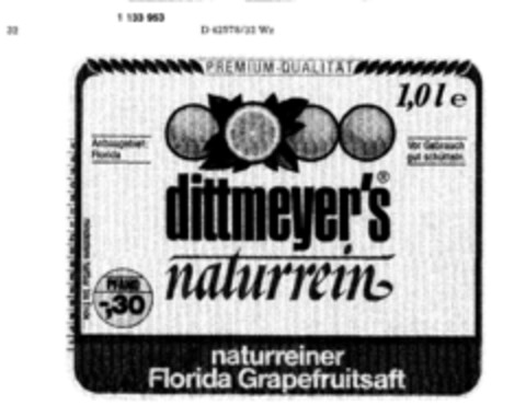 dittmeyer`s naturrein Logo (DPMA, 09/20/1986)