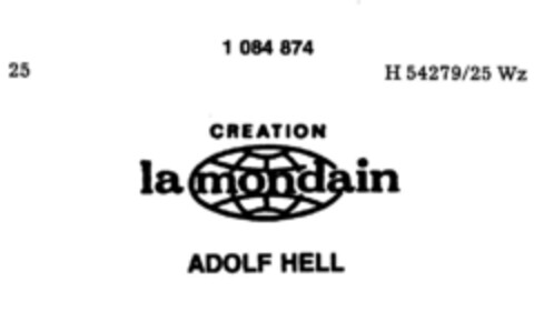 CREATION la mondain ADOLF HELL Logo (DPMA, 05/03/1985)