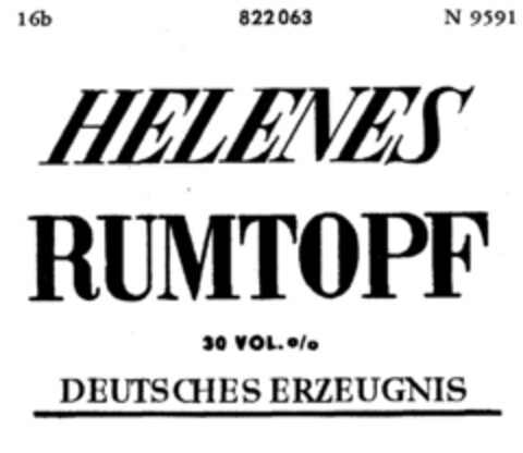 HELENES RUMTOPF 30 VOL. DEUTSCHES ERZEUGNIS Logo (DPMA, 06.09.1965)