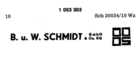 B. u. W. SCHMIDT GmbH & Co. KG Logo (DPMA, 20.12.1982)