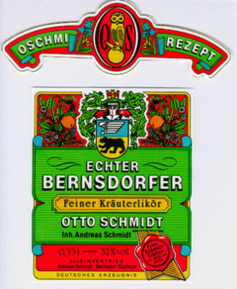 ECHTER BERNSDORFER Feiner Kräuterlikör Logo (DPMA, 04/16/1993)