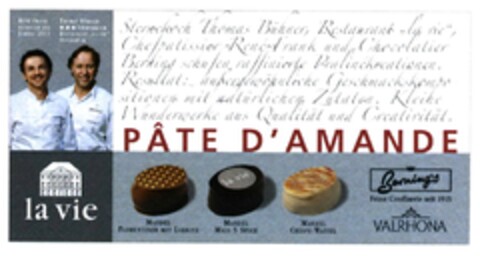 la vie PATE D'AMANDE Bernings Valrhona Logo (DPMA, 28.06.2016)