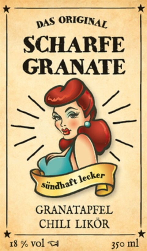 DAS ORIGINAL SCHARFE GRANATE sündhaft lecker GRANATAPFEL CHILI LIKÖR Logo (DPMA, 27.06.2016)