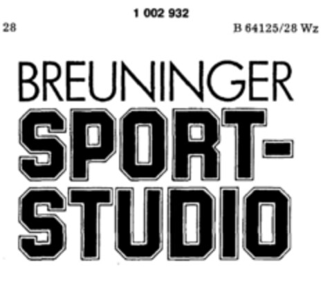 BREUNINGER SPORT-STUDIO Logo (DPMA, 26.09.1979)