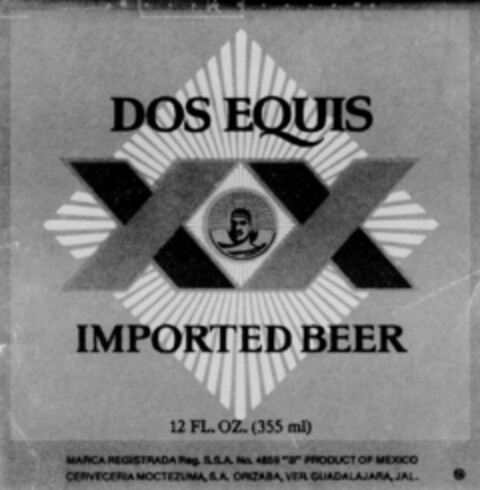 DOS EQUIS IMPORTED BEER Logo (DPMA, 11/20/1989)