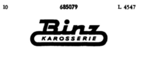 Binz KAROSSERIE Logo (DPMA, 24.03.1955)