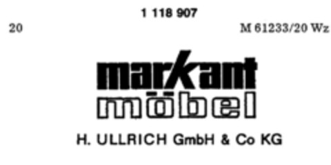 markant möbel H. ULLRICH GmbH & Co KG Logo (DPMA, 19.08.1987)