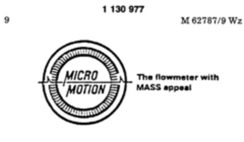 MICRO MOTION The flowmeter with MASS appeal Logo (DPMA, 20.04.1988)