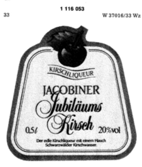 KIRSCHLIQUER JACOBINER Jubiläums Kirsch Logo (DPMA, 07.04.1987)