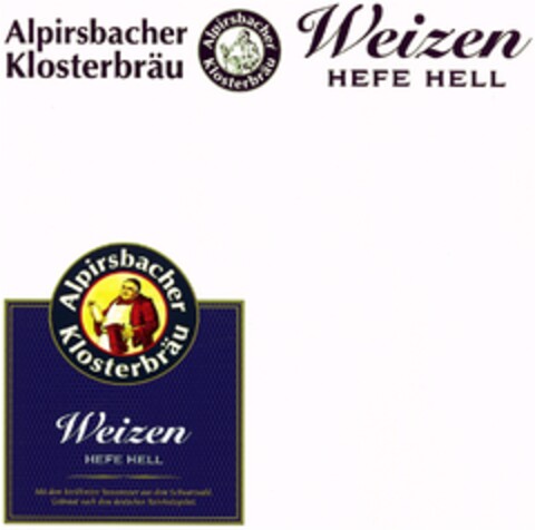 Alpirsbacher Klosterbräu Weizen HEFE HELL Logo (DPMA, 03/14/2007)