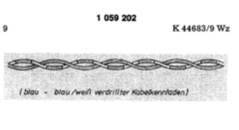 (blau - blau/weiß verdrillter Kabelkennfaden) Logo (DPMA, 08.06.1982)