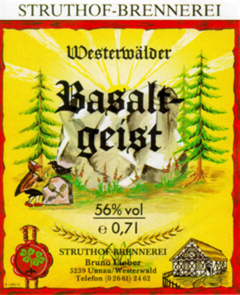 STRUTHOF-BRENNEREI Westerwälder Basaltgeist Logo (DPMA, 10.03.1987)