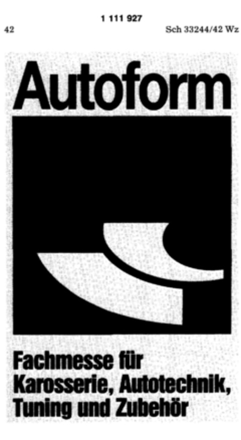 Autoform Fachmesse für Karosserie, Autotechnik, Tuning und Zubehör Logo (DPMA, 21.02.1987)