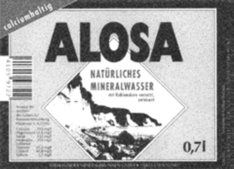 ALOSA NATÜRLICHES MINERALWASSER Logo (DPMA, 05/22/1993)