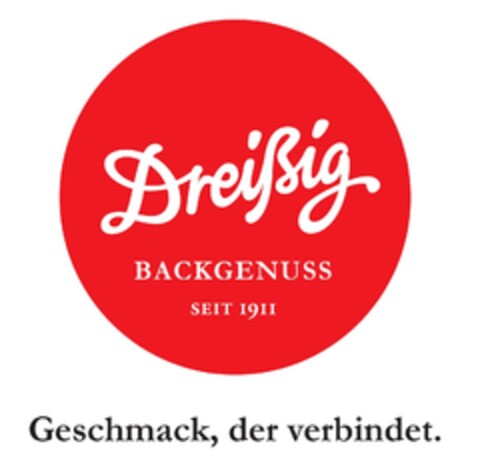 Dreißig BACKGENUSS SEIT 1911 Geschmack, der verbindet. Logo (DPMA, 19.03.2024)