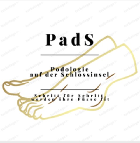 PadS Podologie auf der Schlossinsel Schritt für Schritt werden ihre Füsse fit Logo (DPMA, 07.08.2024)