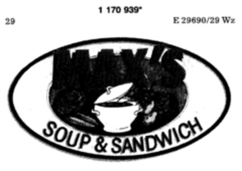 MAX`S  SOUP & SANDWICH Logo (DPMA, 09.06.1990)